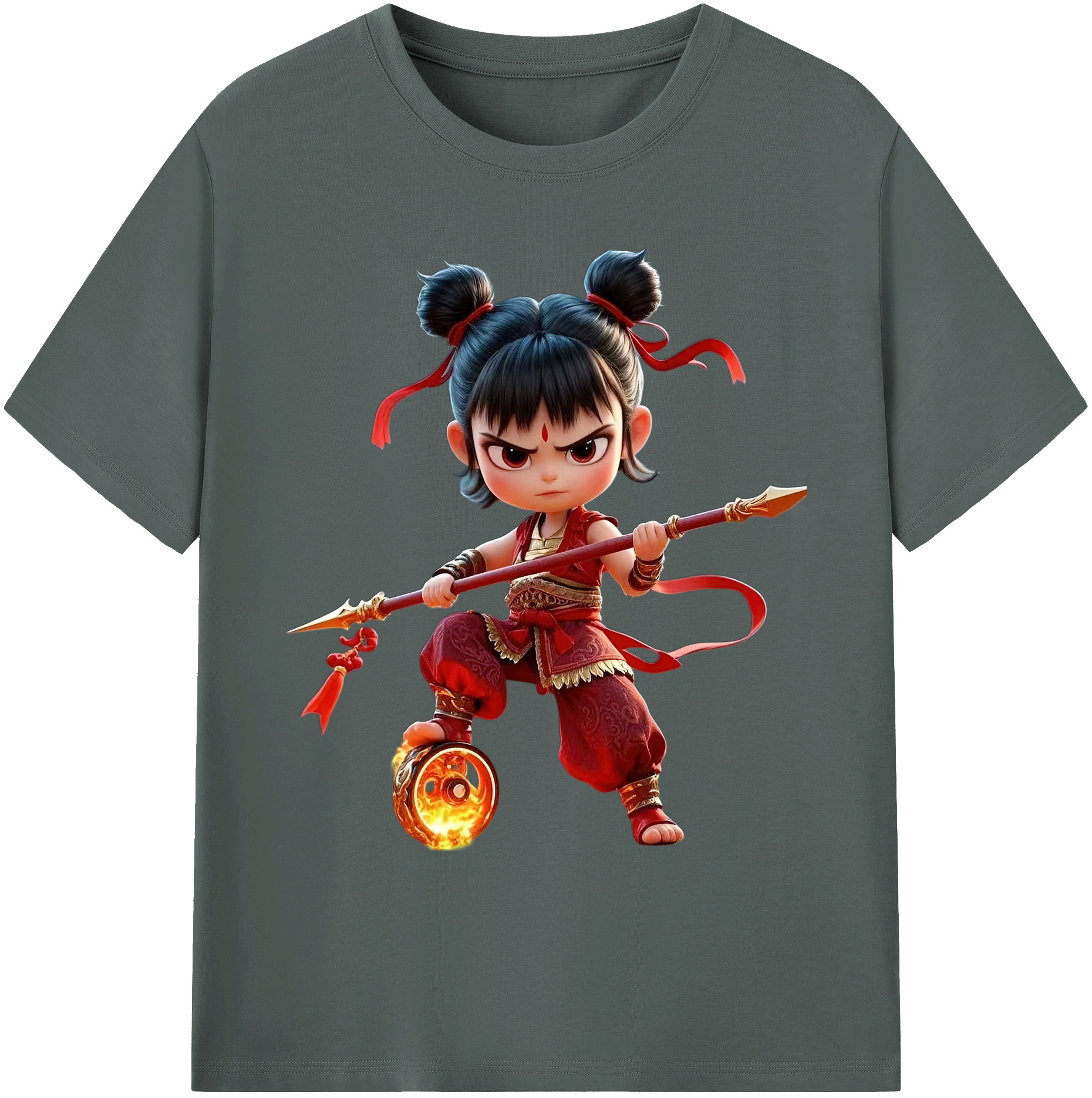 （画像用） Ne Zha 2 ナタ 魔童の大暴れ 綿100％ メンズ半袖Tシャツ｜肌触りやわらか＆通気性